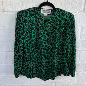 Pat Argenti Silk Vintage Pleated Oversized Blazer sz 4